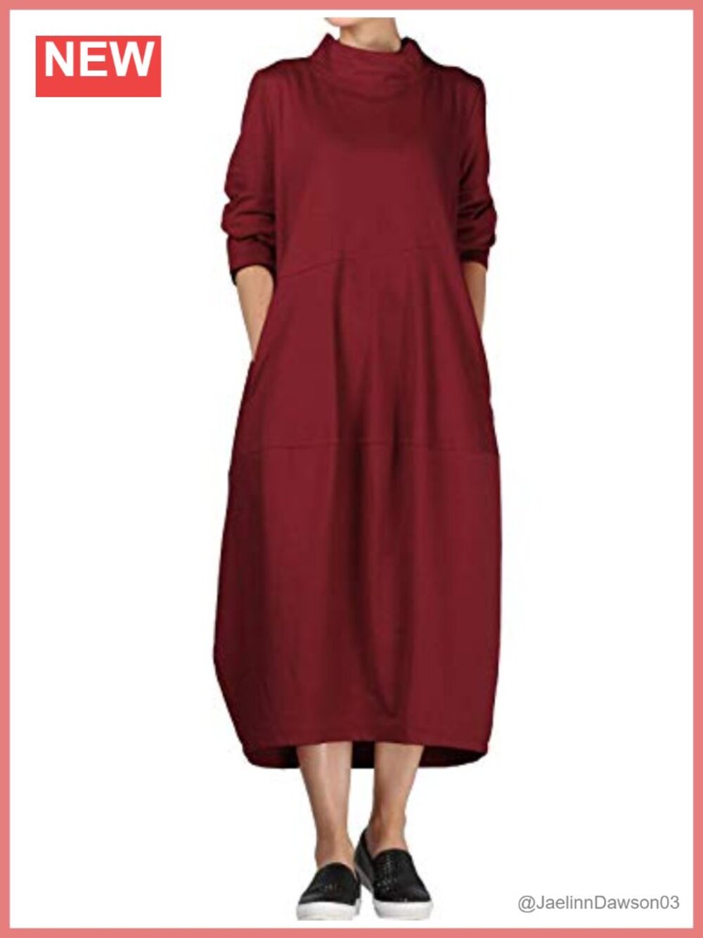 Minibee Women's Loose Turtleneck Long Sleeve Sweatshirt Dress with Pockets